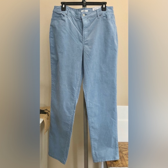 CROFT & BARROW WOMEN'S PANTS SIZE 14 LIGHT BLUE CORDUROY STRAIGHT LEG MID RISE - Picture 1 of 11